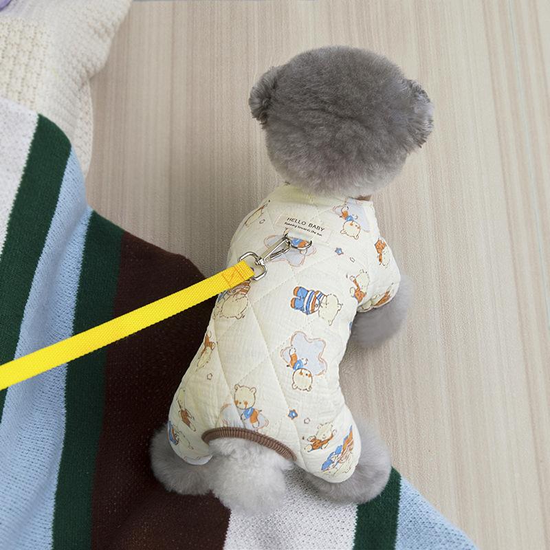Small Dog Pet Clothing Dog Clothes Cat Autumn and Winter Warm Teddy Pomeranian Bichon 25 Cotton Yarn Four-leg Home Clothes