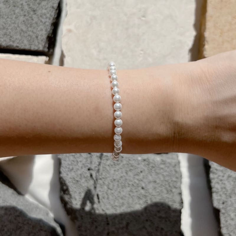KIETIMOOR White Pearl Bracelet 4mm (Silver925) White Pearl Bracelet Silver