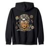 Steampunk Löwe mit Sonnenbrille und Zahnrädern Zip-Hoodie Mütze,