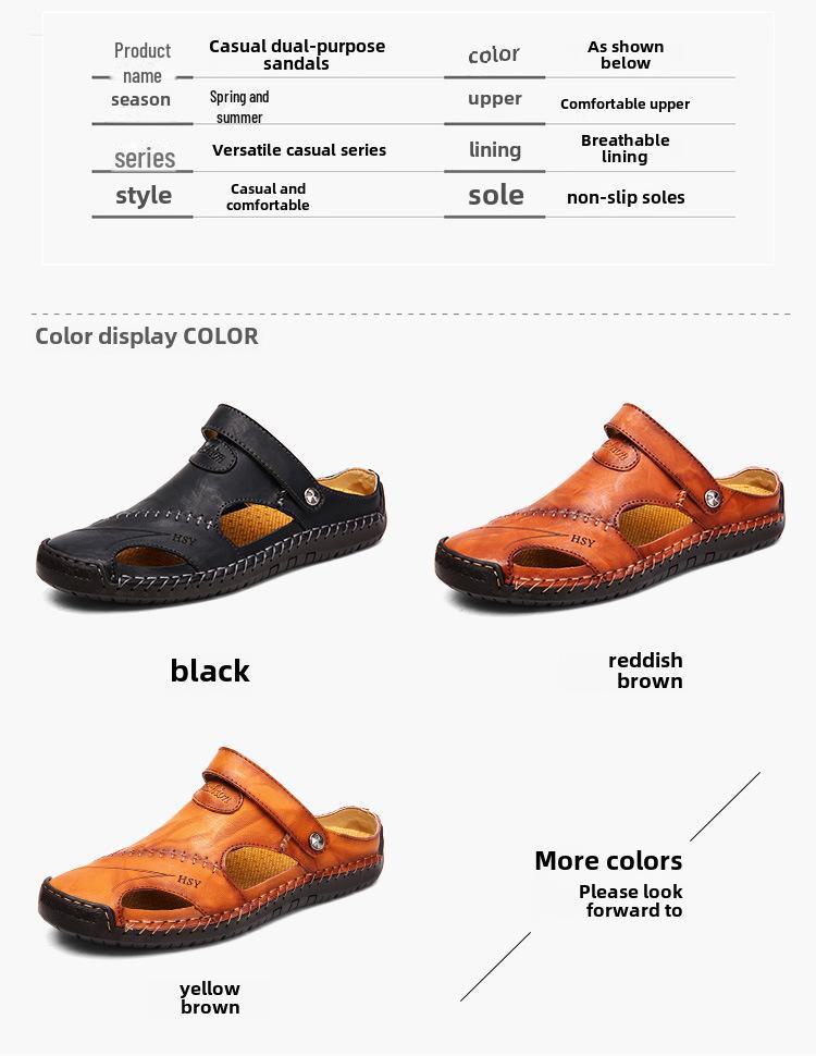 Handgefertigte Herren-Freizeitsandalen mit geschlossener Zehenpartie im koreanischen Stil mit doppeltem Verwendungszweck - Große Größe