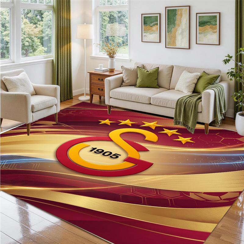 Galatasaray FC Design Crystal Velvet Rug Soft Decorative Mat for Bedroom Entrance