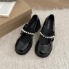Black French retro rough high heel light mouth single shoes women's 2025 new summer with skirt bow Mary Jane shoes