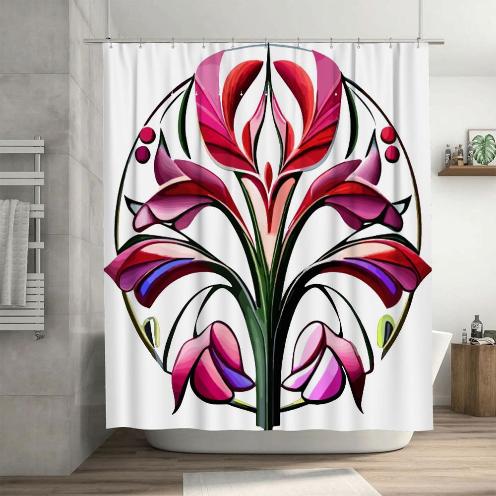 Creative abstract floral pattern shower curtain waterproof and mildew-proof bathroom curtain home decoration shower curtain