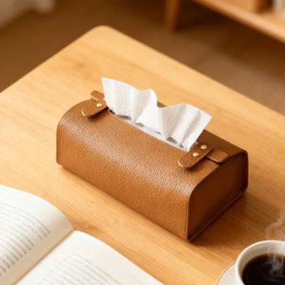 Papperslådeöverdrag Ansiktspappershållare Dekorativ Modern Servettdispenser PU-läder