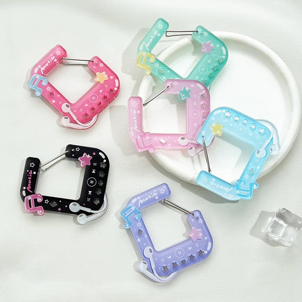 Cute Anime Music Player Keychain Hollow Carabiner Backpack Charm For Girls Aesthetic Acrylic Climbing Hook Accessory