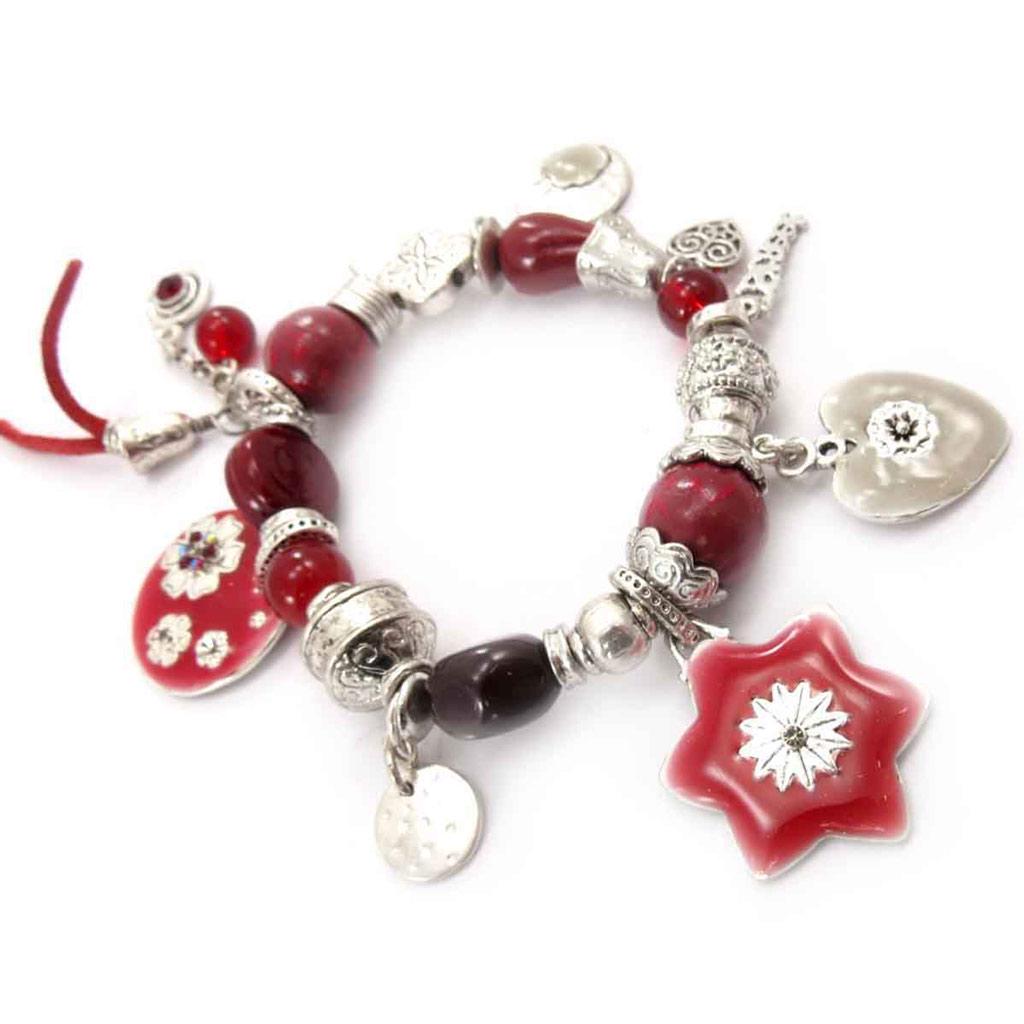 Les Trésors De Lily [C5448] - Cherry Red 'Japanese Garden' Designer Bracelet