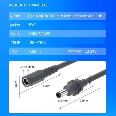 DC Male To Female Extension Adapter Cable 0.5-20M 20AWG Power Cable Cord DC5521 PVC Power Supply Cord for Starlink Mini Outdoor