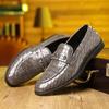 Luxury Brand Designer New Men White Grey Blue Metal Button Flats Shoes Moccasins Wedding Prom Homecoming Loafers Zapatos Hombre