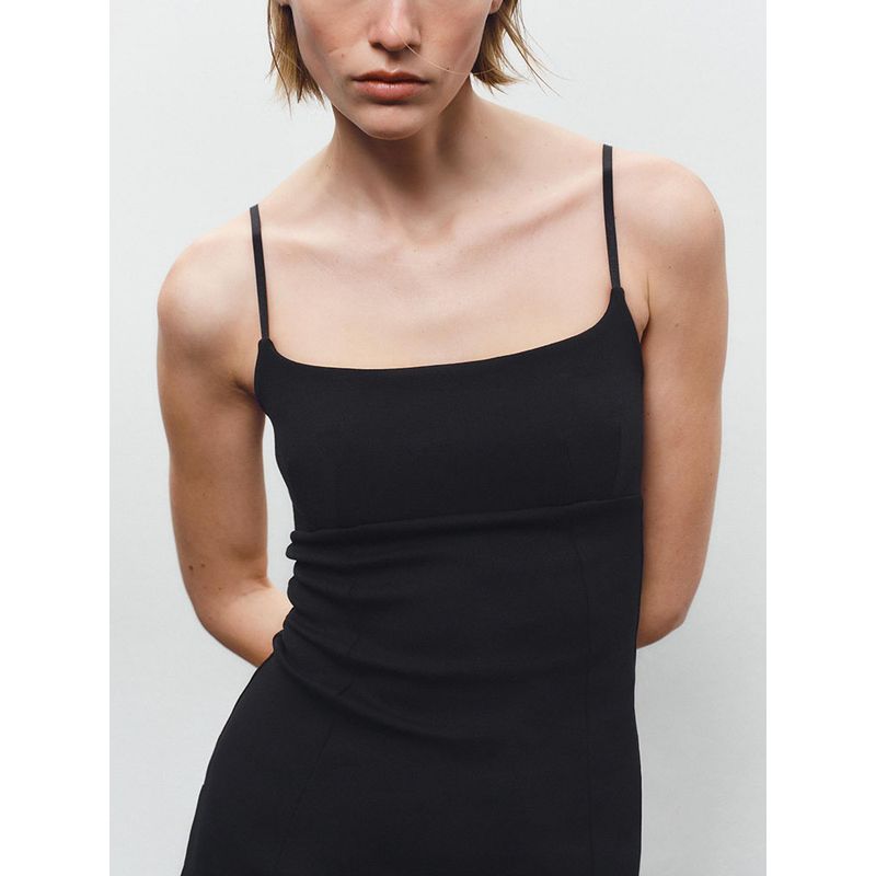 Za2025 Spring New Women's Clothing Elegant Double-Sided Cloth Straight Collar Sling Elegant Long Dress 3641317 805