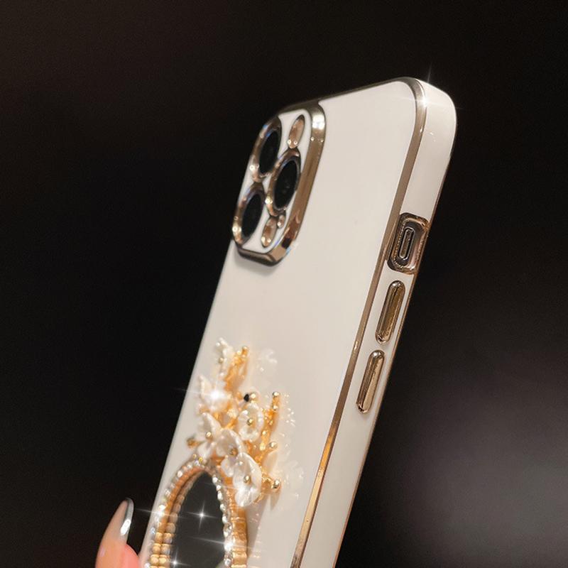 

Electroplating TPU Case for iPhone 15 Pro Case Shockproof Phone Cover with Glass Mirror Pink