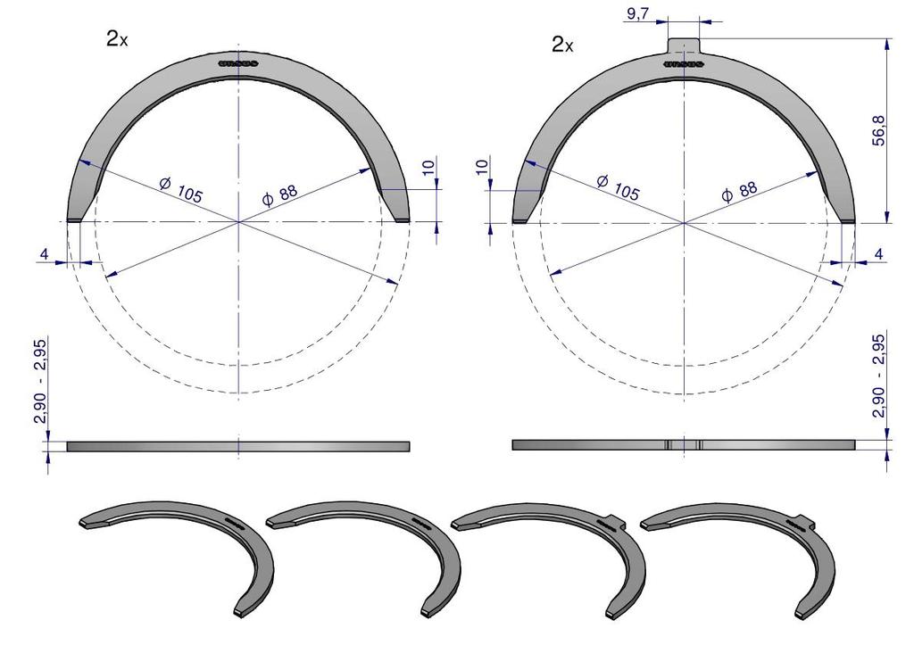 Set of Half Rings N-0.00 (nominal) 42013990 C-330 ORIGINAL URSUS