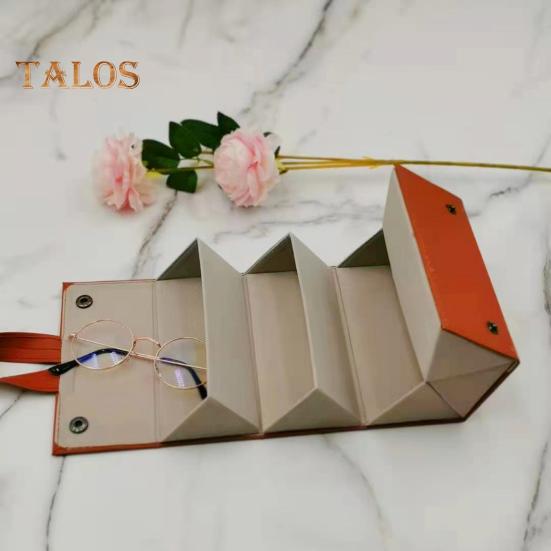 Etui na okulary podróżne składane zapięcie zatrzaskowe pętla do zawieszania wewnętrzne lusterko okulary przeciwsłoneczne organizer na biżuterię skóra wegańska ochronna torba do przechowywania