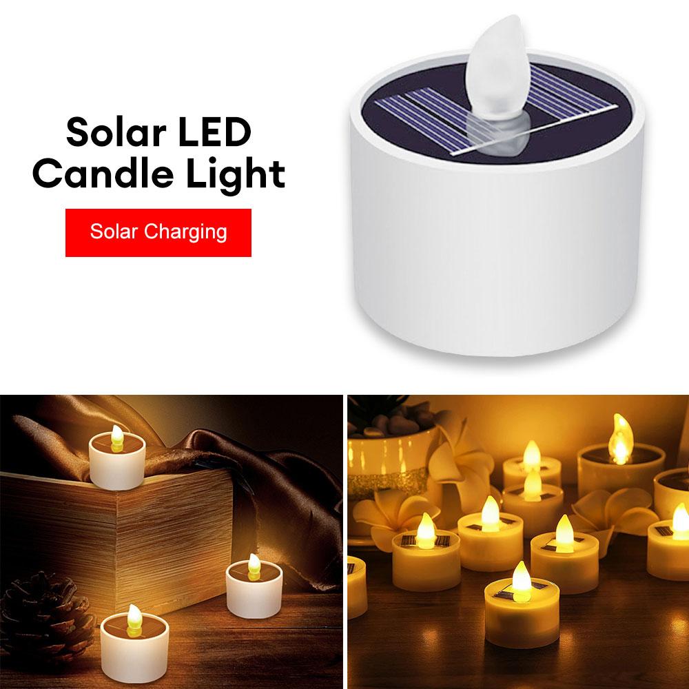 Solar Lights LED Candle Flameless Lamp Waterproof Solar Tea Light Rechargeable Garden Candle Lights for Party Home Decor