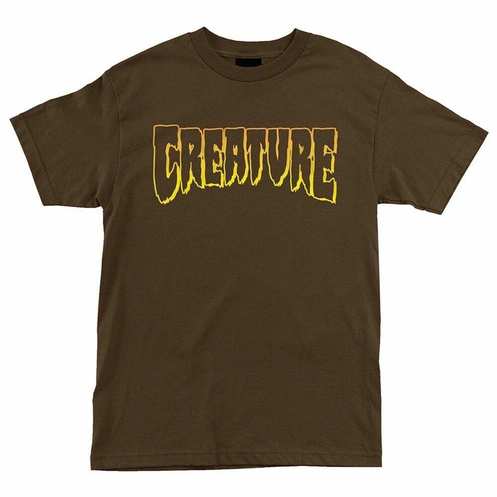 Creature LOGO OUTLINE Skateboard T Shirt CHOCOLATE XXL