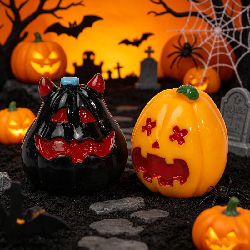 Halloween Miniature Figurine Bone Skull Coffin House Chair Halloween Mini Resin Cartoon Scary Ghost Statue Party Ornaments