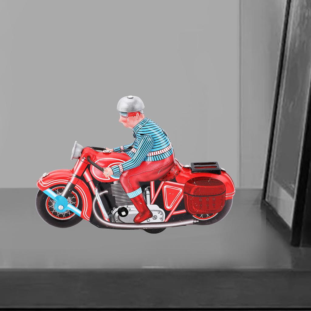 Clockwork Motorcycle Toy Retro Decorative Metal Gear Ride Wind Up Motorbike Toy for Kids Adults Coll