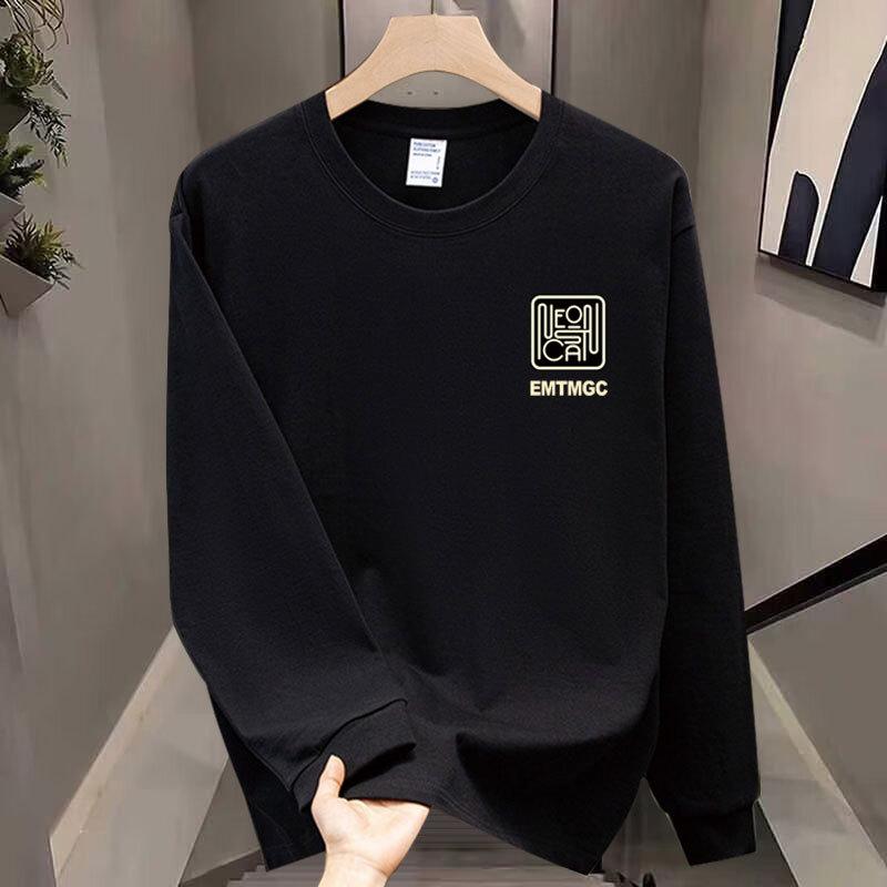 American Heavy Trendy Brand Pure Cotton Printing Men'S Long-Sleeved T-Shirt Spring And Autumn Sweater Casual Round Neck High-End T-Shirt