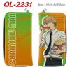 Pochita Chainsaw Man Geldbörse PU-Leder Vollfarbe Lange Reißverschluss-Clutch Anime Kartenhalter