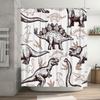 Vintage Illustration Dinosaur Shower Curtain for Bathroom Decor Brown Beige Color Scheme, Hang-Ring Included (240x180cm)