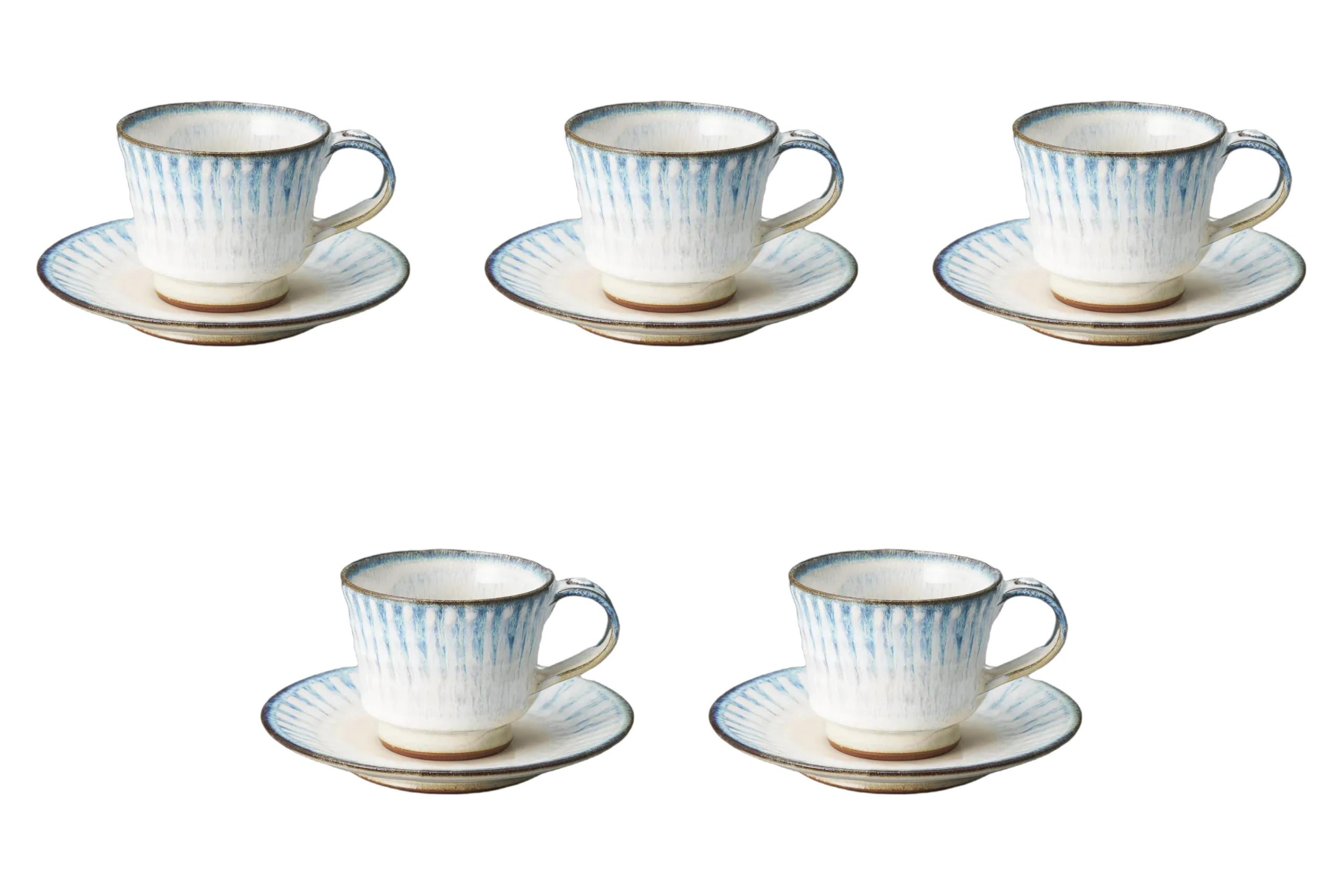 

Set of 5 Tokusa Coffee Cups and Saucers x Cups and Saucers Setomonohonpo Kiln-Transformed [8.1 6.6 cm, 150cc]