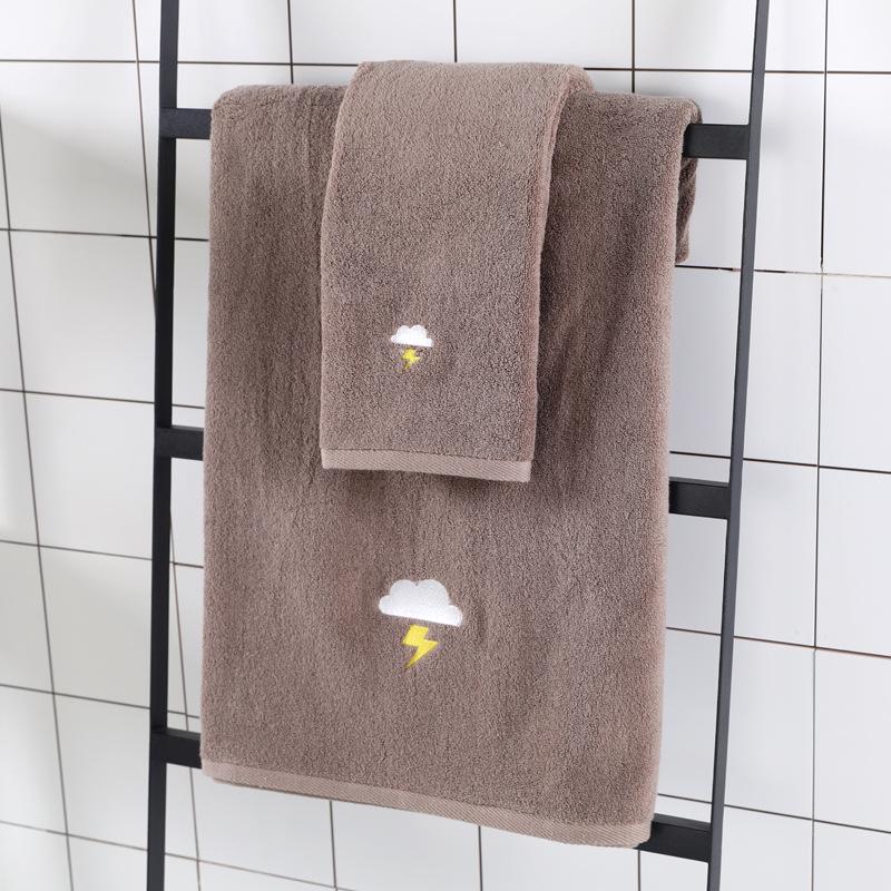 

Embroidered Pure Cotton Face Towel - Solid Color, Weather Design, Ideal for Custom Logo and Gifts 33*76 cm коричневый