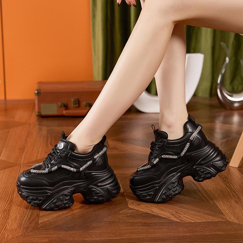 Inner height increase dad shoes women's 2025 autumn new casual sports shoes rhinestone fashion versatile platform women's shoes