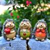 3 Pcs Mini Hedgehog Figurine Cute Small Ceramic Animal Statue for Fairy Garden Bonsai Plant Pots Micro Landscape Decor