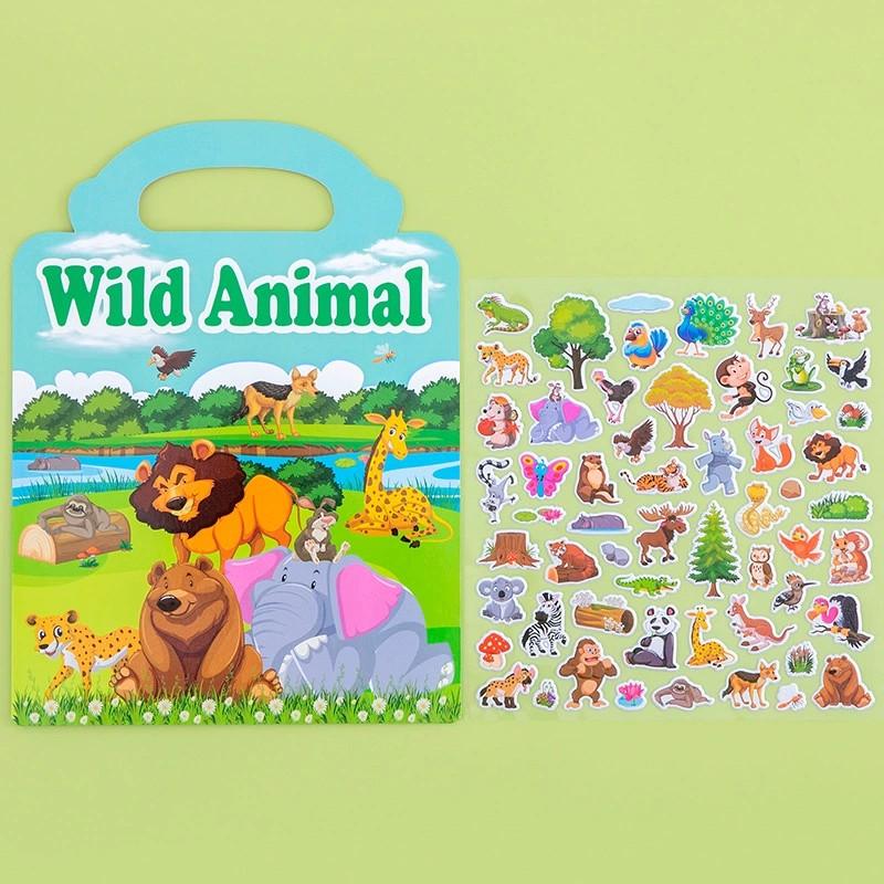 Wiederverwendbares Cartoon-Stickerbuch für Kinder Mehrere Szenarien Cartoon DIY Puzzle Pädagogisches Lernen Klassisches Spielzeug für Kinder 3-6 J.