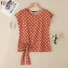 ZANZEA Damen Sommer Polka Dot Print Lässige Kurzarmbluse