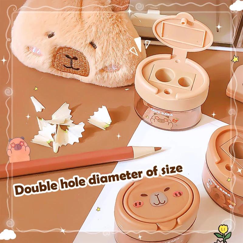 24 Piece Cute Cartoon Capybara Pencil Sharpener Set Kawaii Double-Hole Mini Design Perfect Student Prizes Stationery Gifts