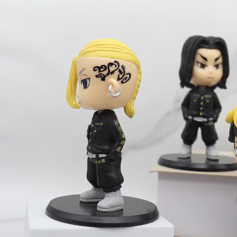 10CM 5Pcs/1 Set Anime Tokyo Revengers Figure Draken Manjiro Sano Cute Q Edition Toys PVC Children's Birthday Gift Collection
