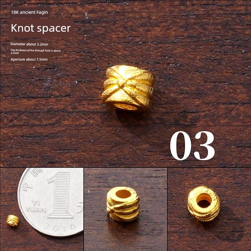 

18K Gold Accessories DIY Spacer Beads Tube Bead Gasket Braided Bracelet Carrying Strap Bracelet Necklace Handmade Jewelry Accessories [3] 18K gold knot beads about 0.134 grams