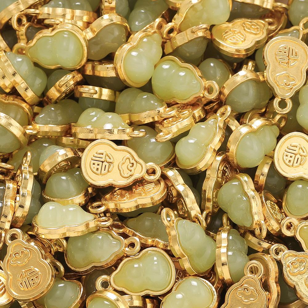 

2 шт. стеклянный сплав инкрустированный нефритовый кулон с пряжкой безопасности облачный замок кулон ручной работы браслет ожерелье антикварные аксессуары для одежды