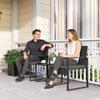 Rattan Bistro Set, 3-Piece Garden Furniture Set with 2 Garden Chairs, Coffee Table, Removable Cushions Dark Grey