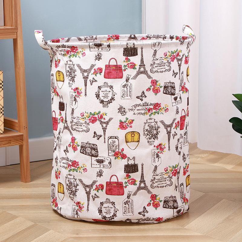 Printed Laundry Basket Portable Foldable Laundry Organiser Cotton & Linen Clothes Basket Children's Toys Dirty Laundry Basket