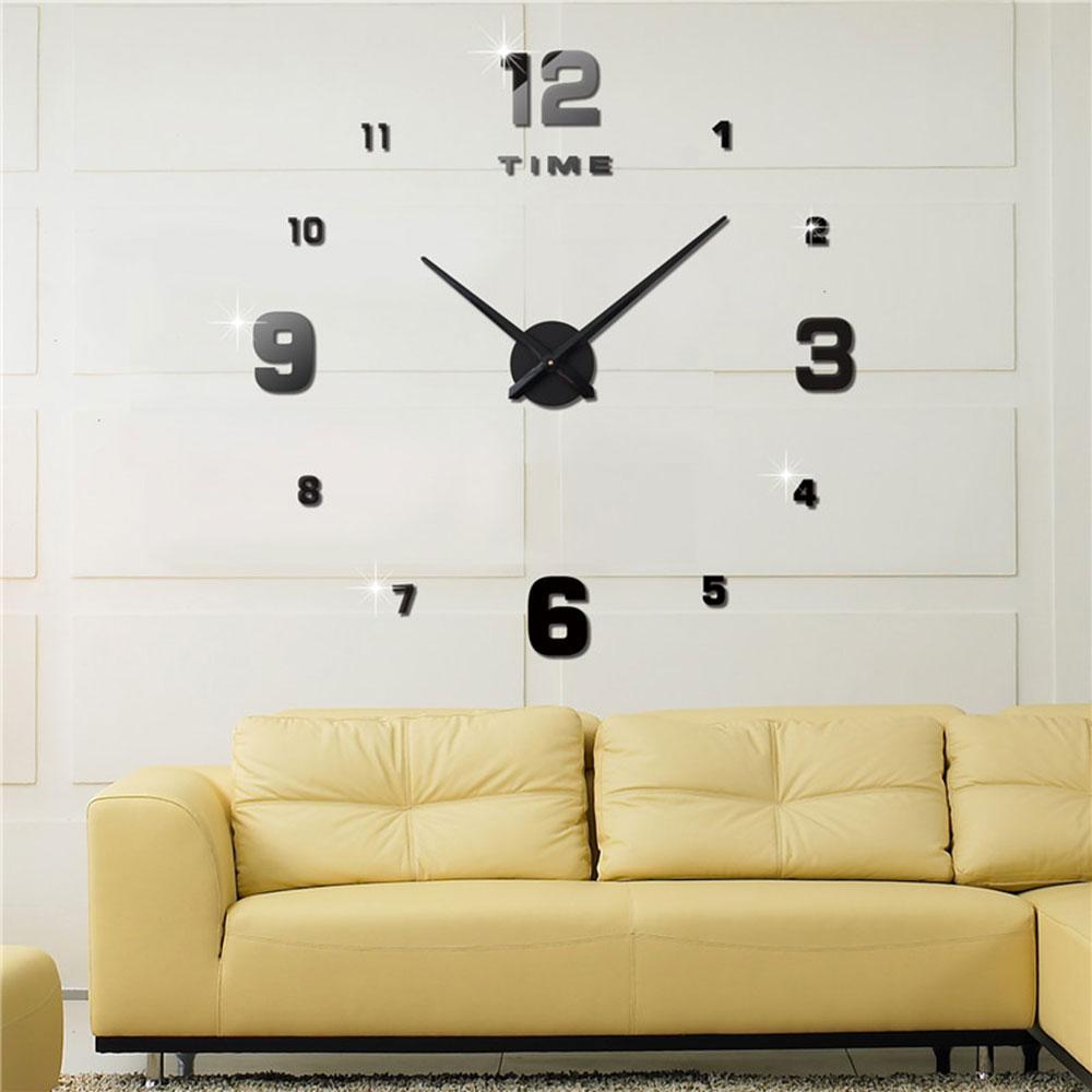

DIY Acrylic Wall Clock Living Room Wall Decorative Clock Sticker Clock Black