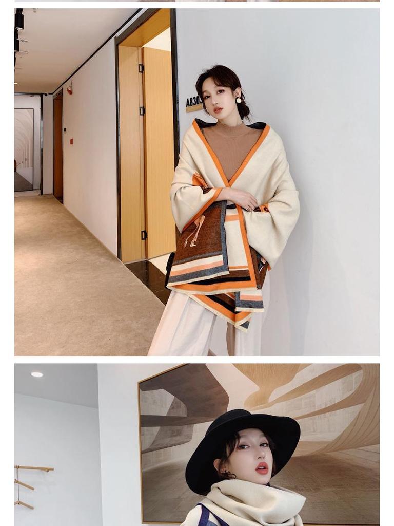 Women's Imitation Cashmere Scarf: Versatile Autumn/Winter Warm Double-Sided Wool Snood and High-End Dual-Use Shawl