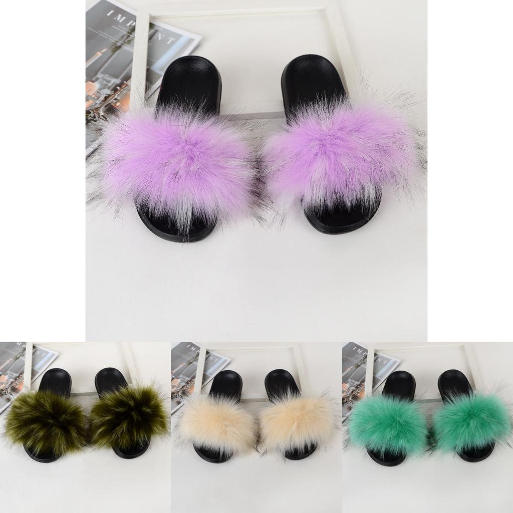 Cozy Girls Home Outdoor Slides With Soft Fur Decoration And Furry Design