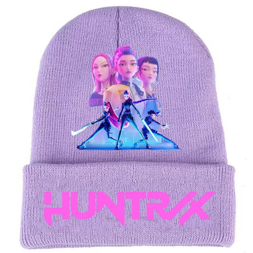 Kpop Dämonenjäger Strickmütze Set Cartoon Mädchen Niedliche Strickmütze Anime Mode Kinder Winter Warme Accessoires Geschenk