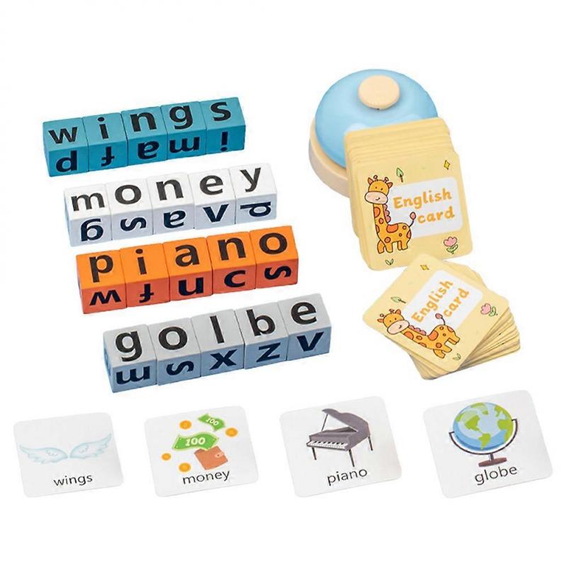 Wooden English Alphabet Blocks for Spelling Game with 1Set for Kids