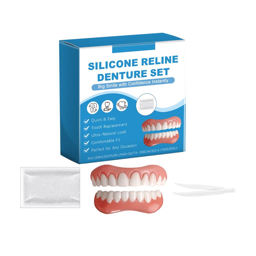 Silicone Reline Denture Set Wear-Resistant DIY Tooth Repair Resin Temporary Orthodontic Natural False Teeth Dentures Full Set