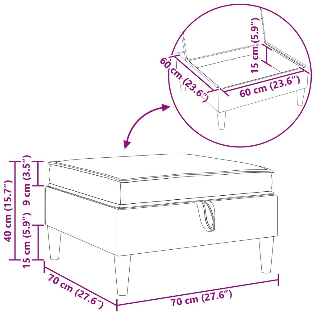 Storage Ottoman with Dark Brown Fabric