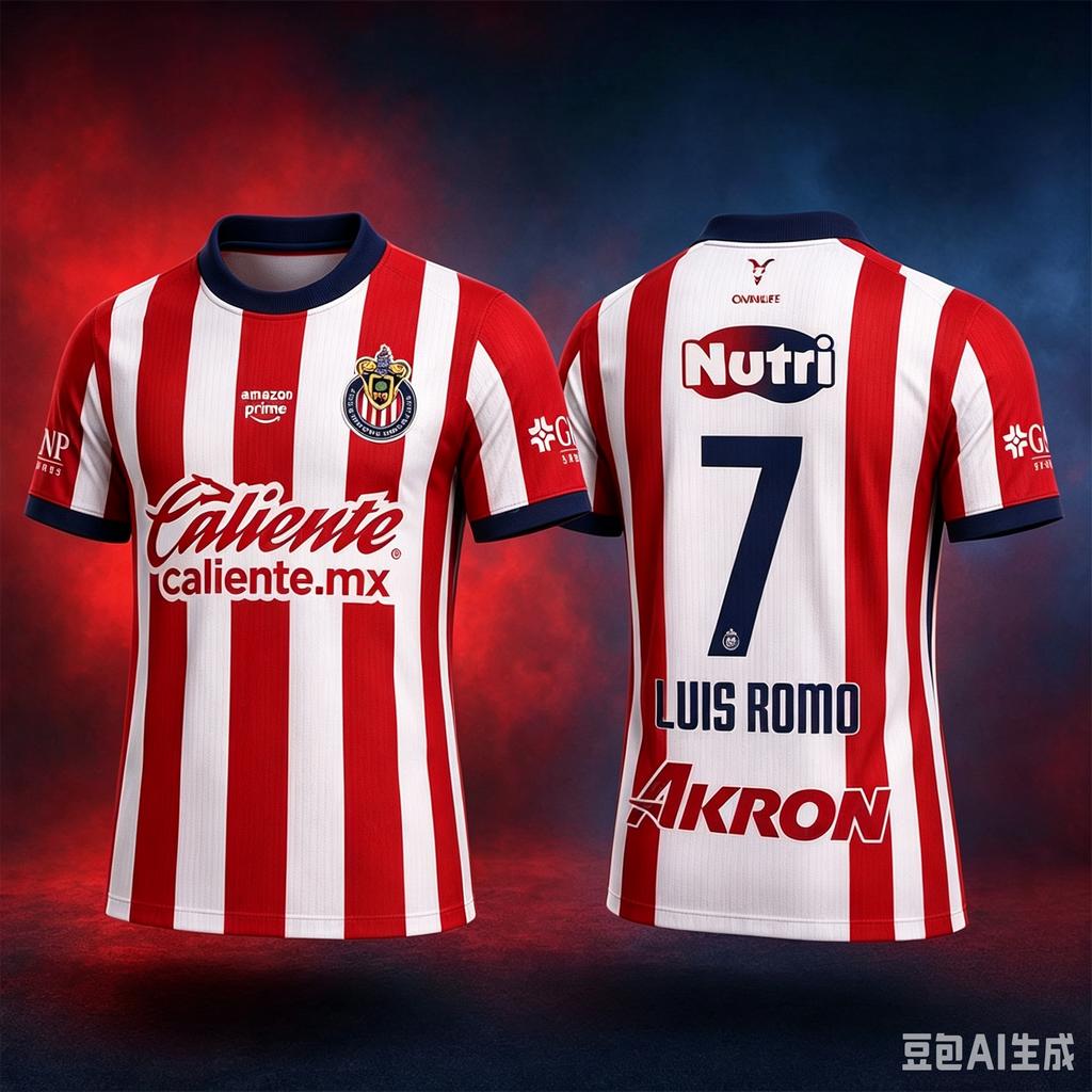 2026 Guadalajara Chivas Luis Romo #7 Fotbalový dres Letní 3D Sportovní Fotbalové Tričko Prodyšné Rychleschnoucí Rodinné