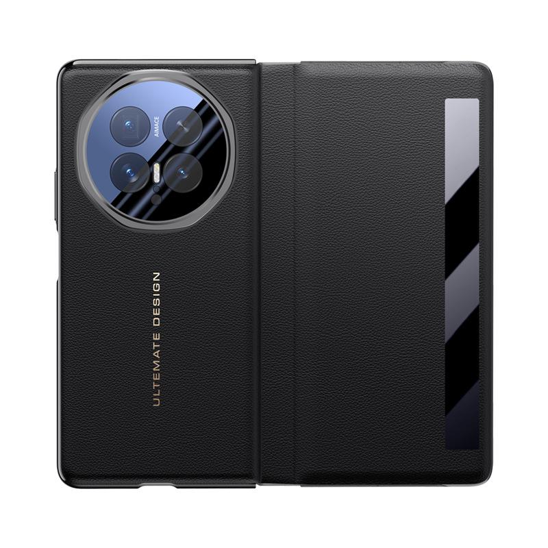 Applicable to Honor magicv6 mobile phone case smart window honorV6 double central axis anti-drop electroplating Internet celebrity men's leather case
