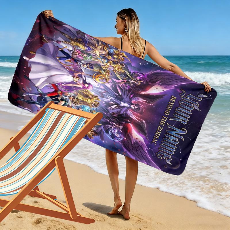 Name Custom Anime Saint seiya Print Beach Towel, Large Soft Quick Dry Towel for Beach Camping Swimming