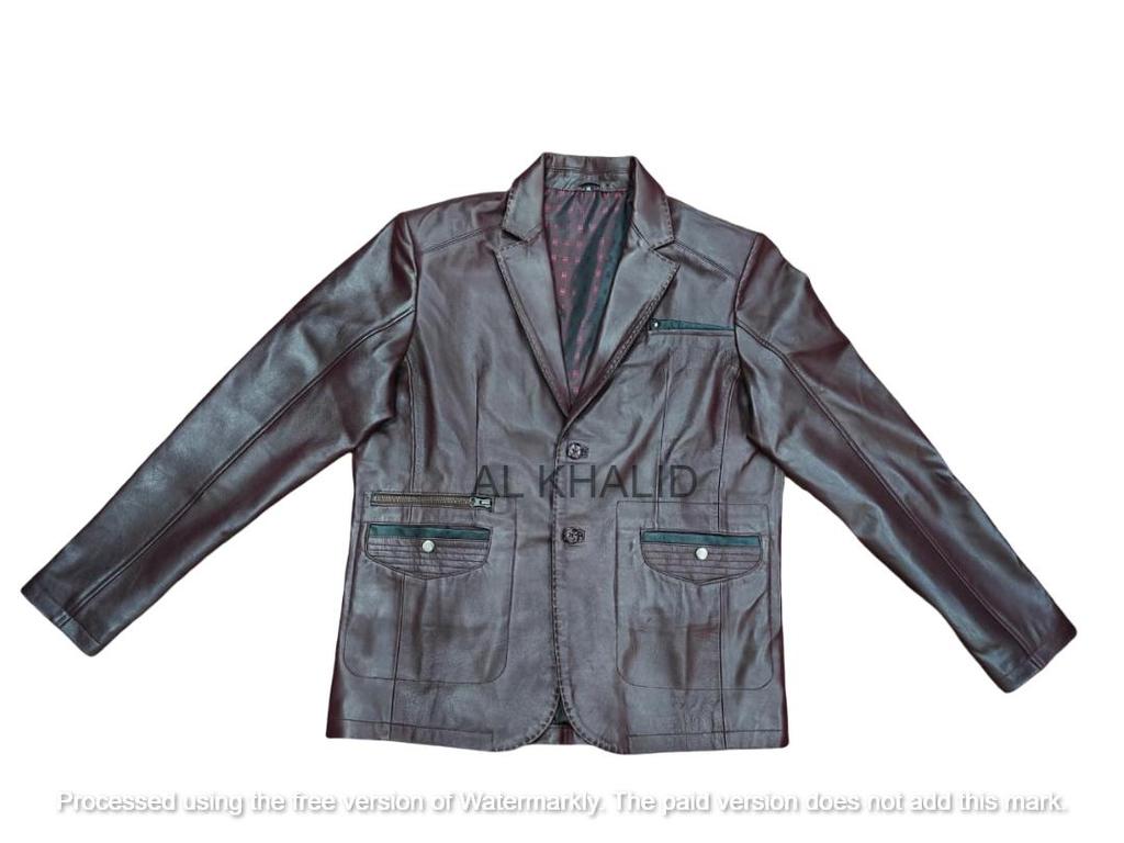 Lammleder Formell Stilvoll Mode Herren Blazer Burgunder Handgefertigt Echtes Leder