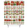 Tu Festive Christmas Shower Curtain Holiday Red Green Pattern Waterproof Bathroom Decor Festive Xmas Holiday Home Textile Fabr