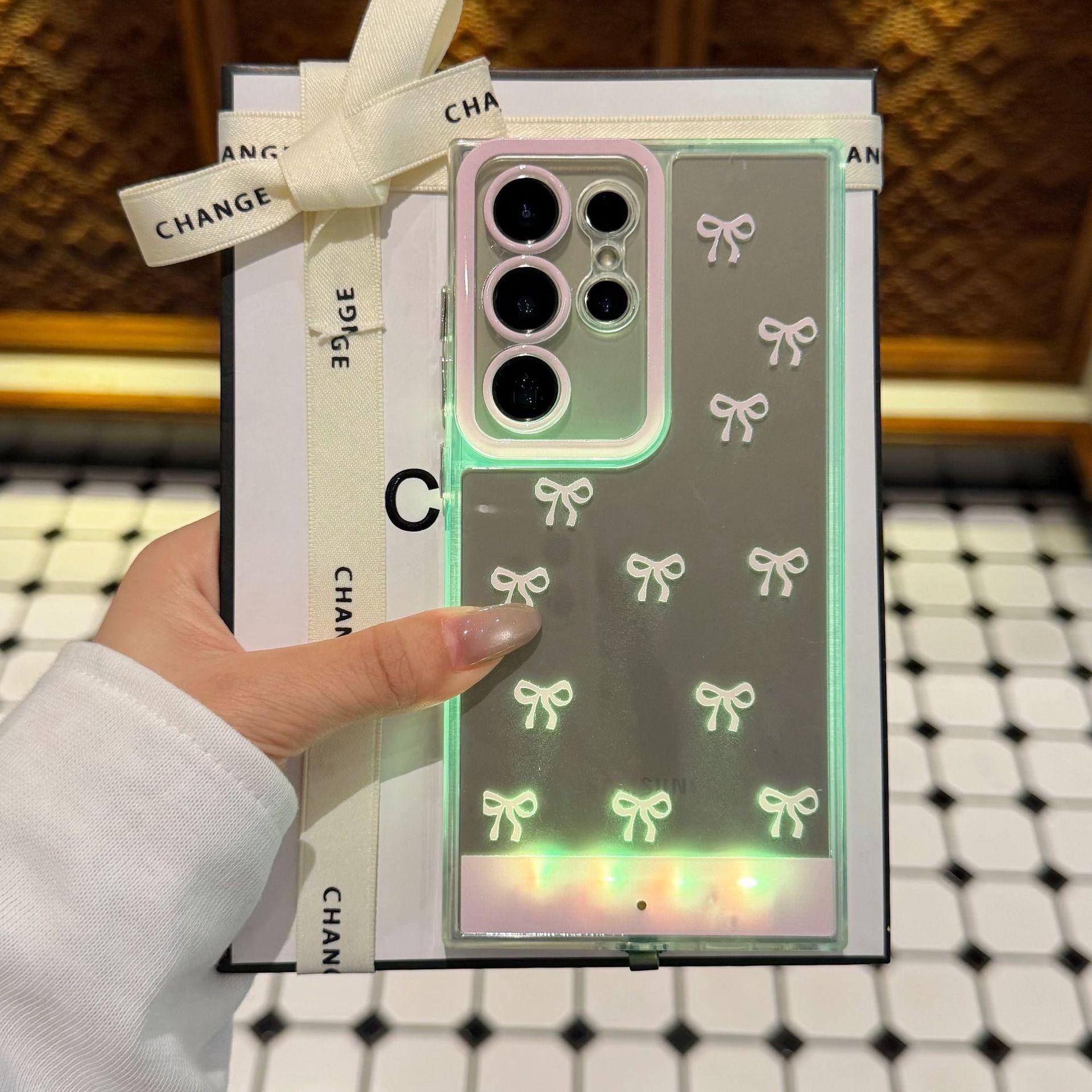 Incoming call flash bow is suitable for Samsung S25Ultra mobile phone case A56 voice-activated induction incoming call flash transformation Samsung galaxy s25