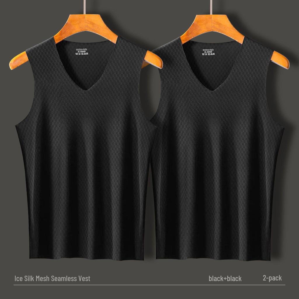 Men's Plaid Ice Silk Quick-Dry Sleeveless Sports Tank Top