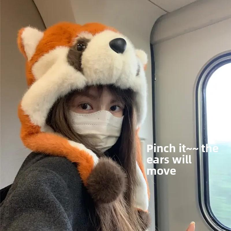Plush Eared Beanie Hat With Moving Ears For Winter Warmth And Windproof Comfort
